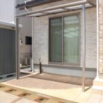 出雲市 外構工事 物置とおしゃれな舗装材を組み合わせた庭